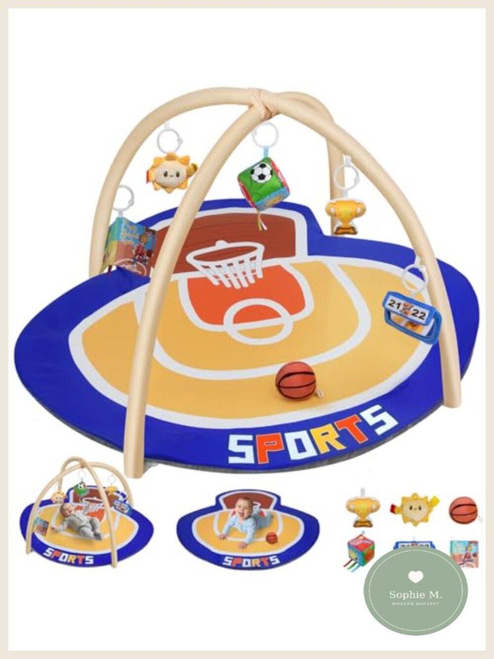 Oversize Basketball Court Tummy Time Baby Gym Play Mat Cotton